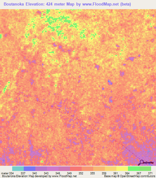 Boutanoka,Congo (Brazzaville) Elevation Map