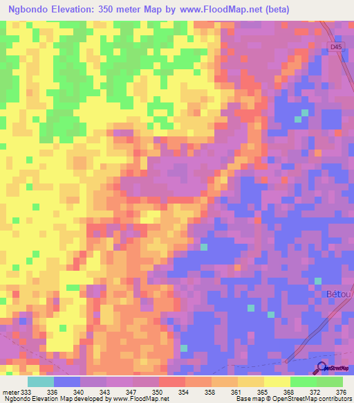 Ngbondo,Congo (Brazzaville) Elevation Map