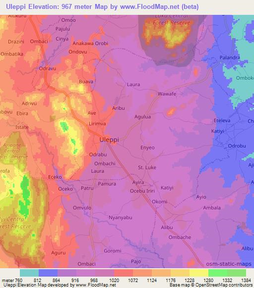 Uleppi,Uganda Elevation Map