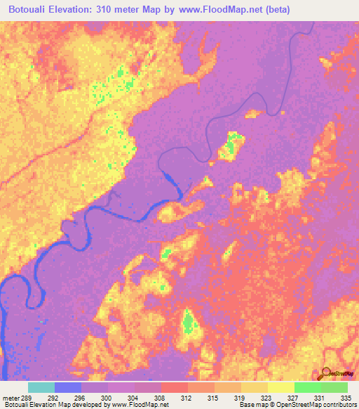 Botouali,Congo (Brazzaville) Elevation Map