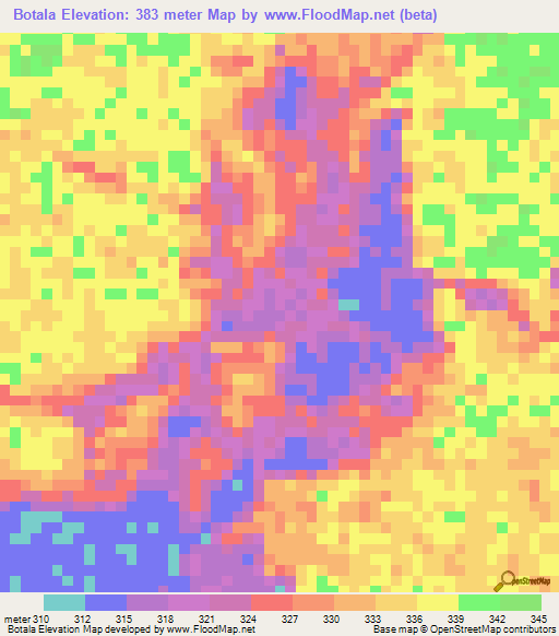 Botala,Congo (Brazzaville) Elevation Map