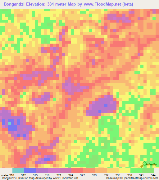 Bongandzi,Congo (Brazzaville) Elevation Map