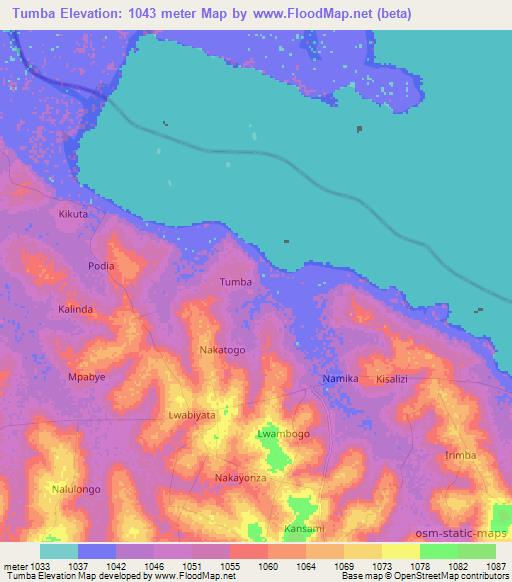 Tumba,Uganda Elevation Map
