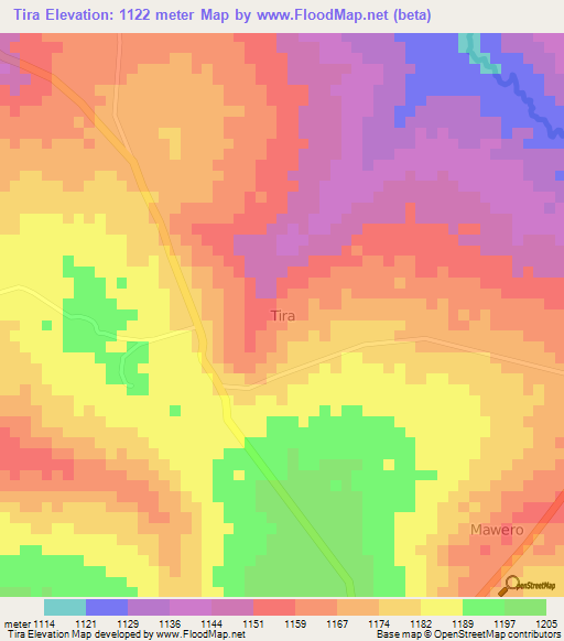 Tira,Uganda Elevation Map