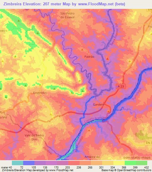 Zimbreira,Portugal Elevation Map