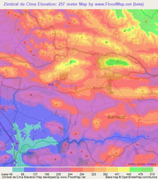 Zimbral de Cima,Portugal Elevation Map