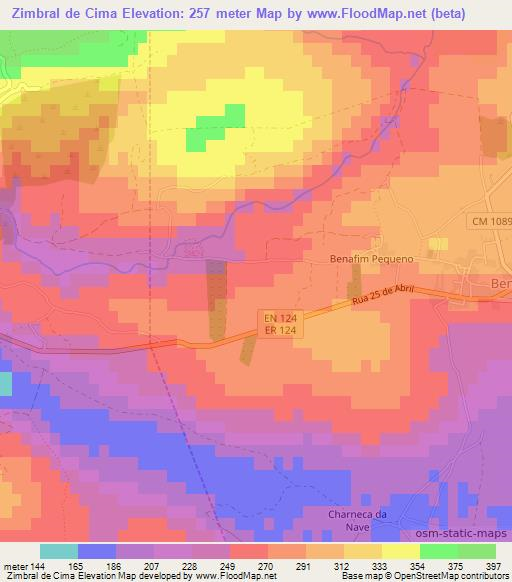 Zimbral de Cima,Portugal Elevation Map