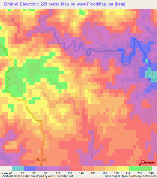 Zimbral,Portugal Elevation Map