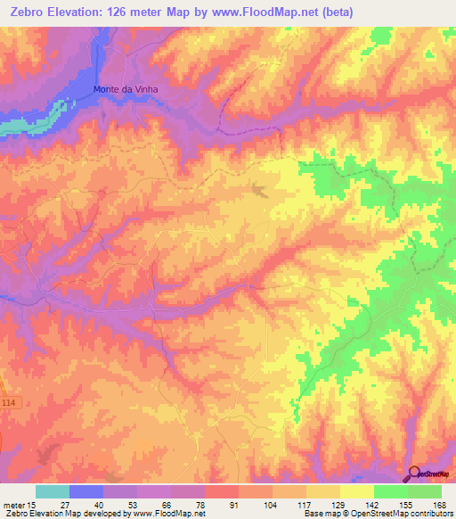 Zebro,Portugal Elevation Map