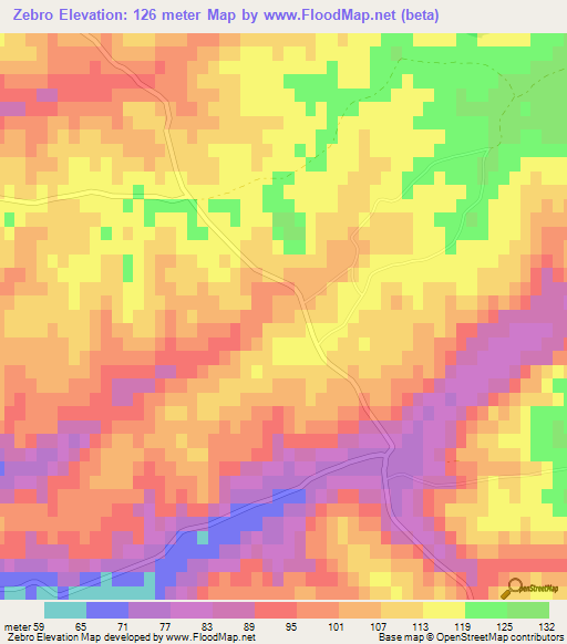 Zebro,Portugal Elevation Map