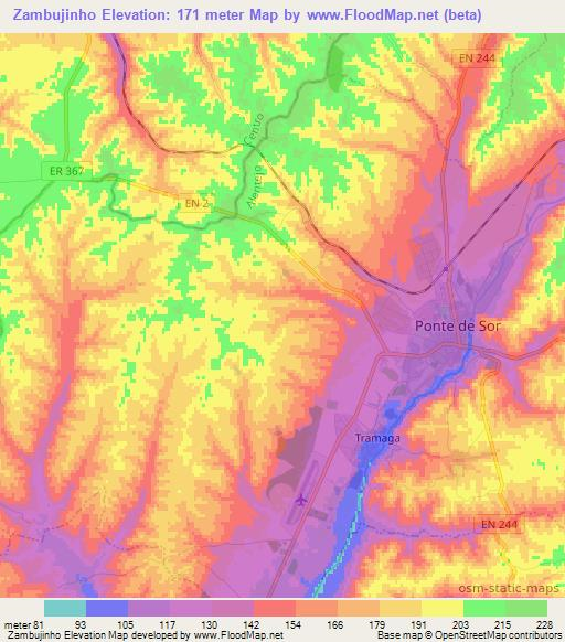 Zambujinho,Portugal Elevation Map
