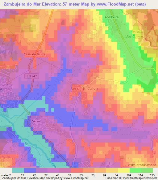 Zambujeira do Mar,Portugal Elevation Map