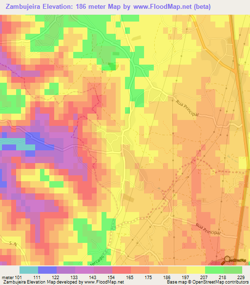 Zambujeira,Portugal Elevation Map