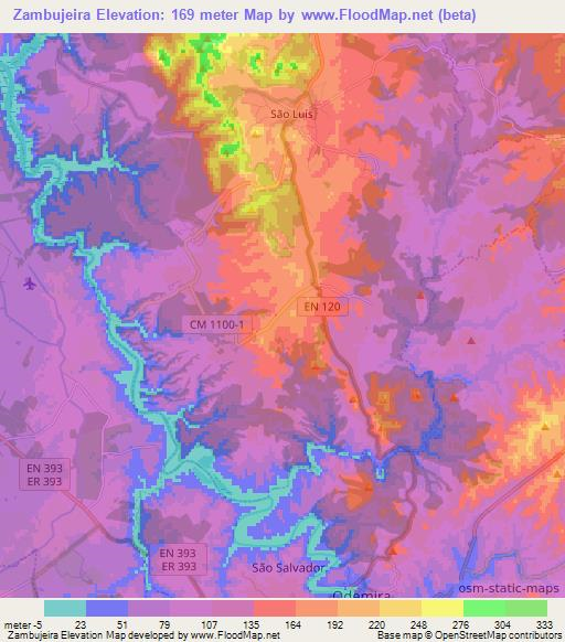 Zambujeira,Portugal Elevation Map