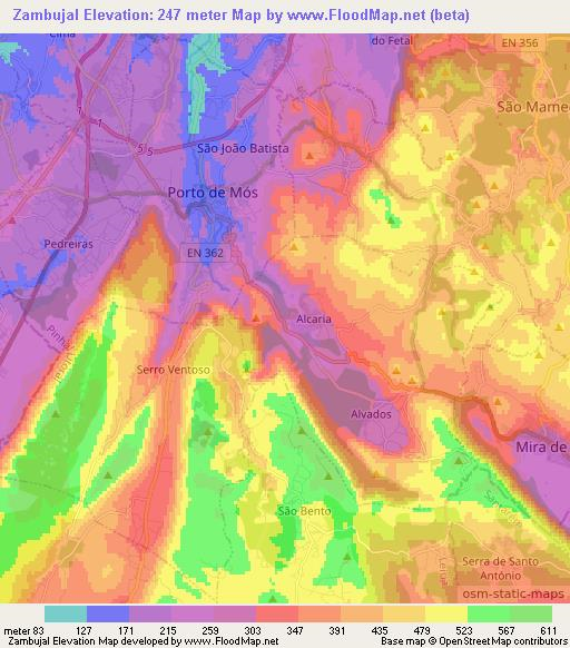 Zambujal,Portugal Elevation Map