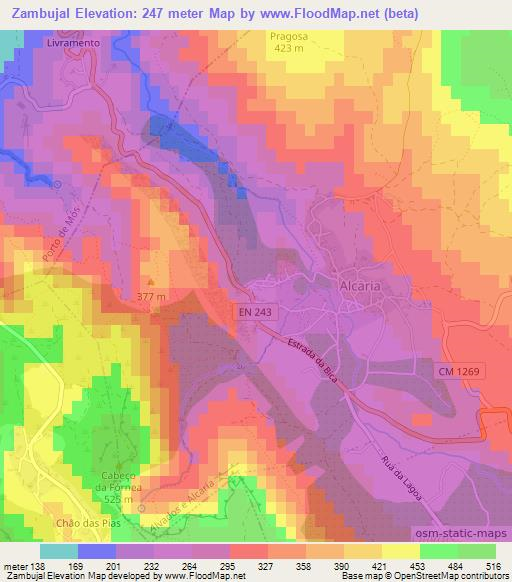Zambujal,Portugal Elevation Map