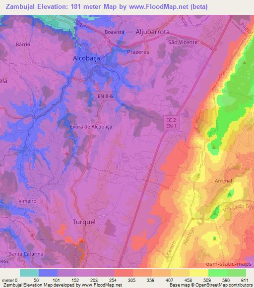 Zambujal,Portugal Elevation Map