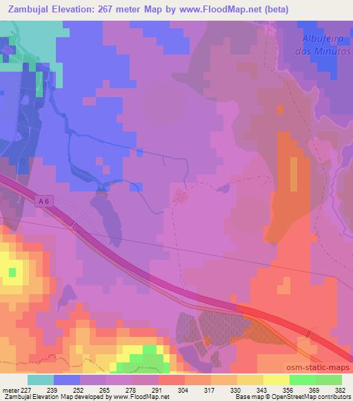 Zambujal,Portugal Elevation Map