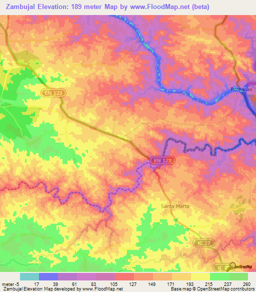 Zambujal,Portugal Elevation Map