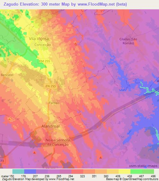Zagudo,Portugal Elevation Map
