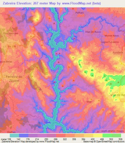 Zabreira,Portugal Elevation Map