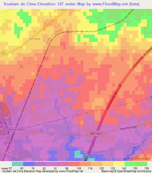 Voubam de Cima,Portugal Elevation Map