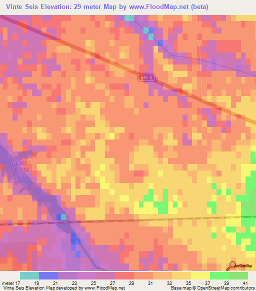Vinte Seis,Portugal Elevation Map