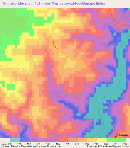 Vimieiro,Portugal Elevation Map