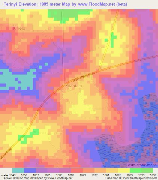 Terinyi,Uganda Elevation Map