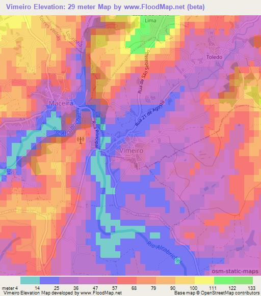 Vimeiro,Portugal Elevation Map