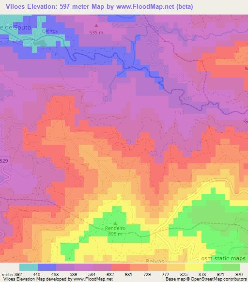 Viloes,Portugal Elevation Map