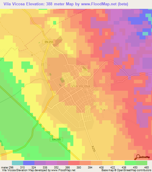 Vila Vicosa,Portugal Elevation Map
