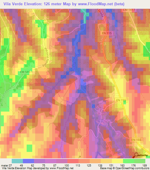 Vila Verde,Portugal Elevation Map