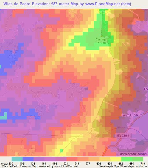 Vilas de Pedro,Portugal Elevation Map