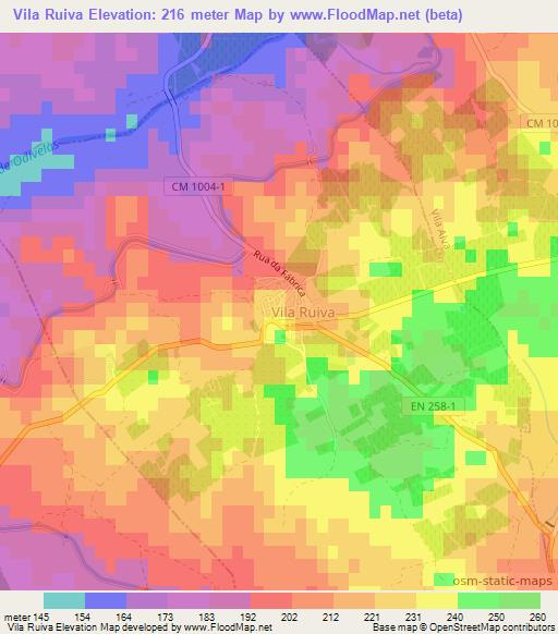 Vila Ruiva,Portugal Elevation Map