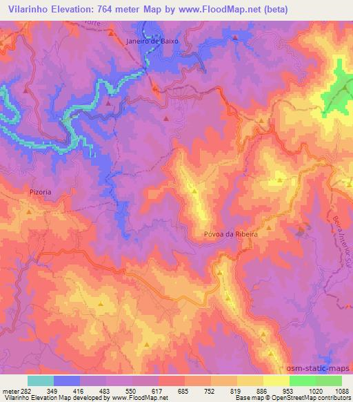 Vilarinho,Portugal Elevation Map