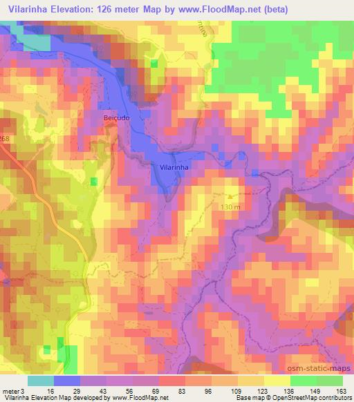 Vilarinha,Portugal Elevation Map