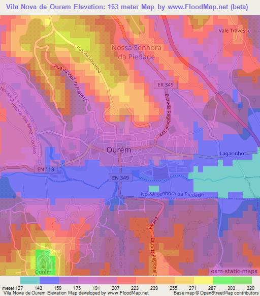 Vila Nova de Ourem,Portugal Elevation Map