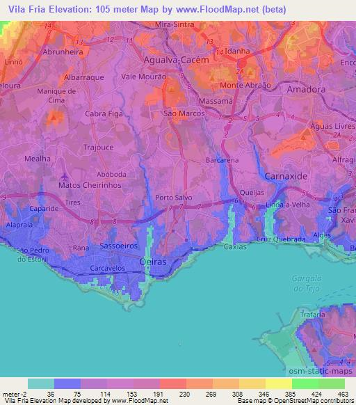 Vila Fria,Portugal Elevation Map