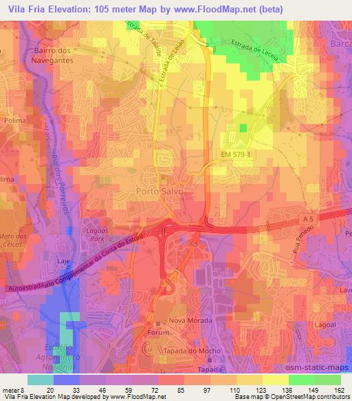 Vila Fria,Portugal Elevation Map