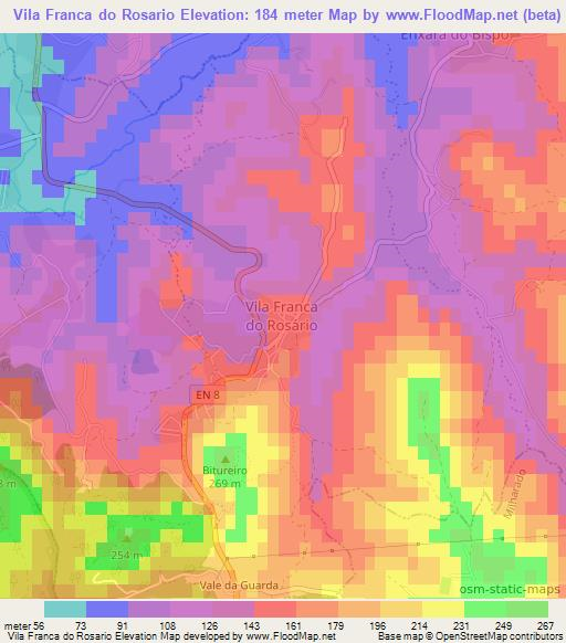 Vila Franca do Rosario,Portugal Elevation Map