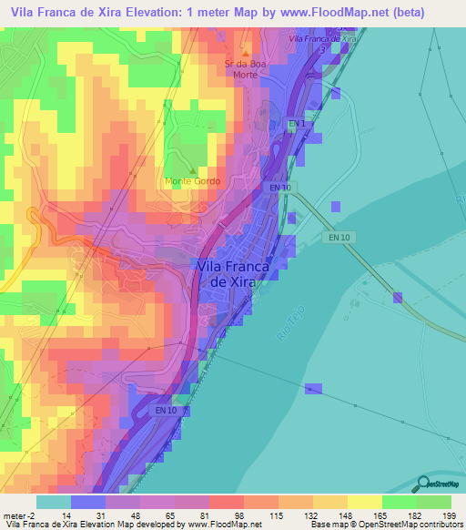 Vila Franca de Xira,Portugal Elevation Map