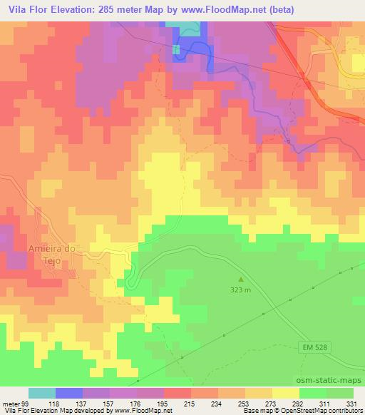 Vila Flor,Portugal Elevation Map