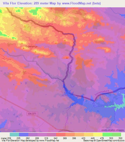 Vila Flor,Portugal Elevation Map