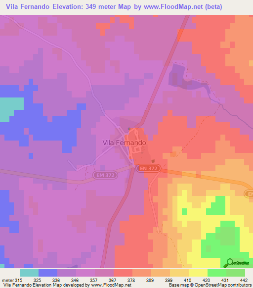 Vila Fernando,Portugal Elevation Map