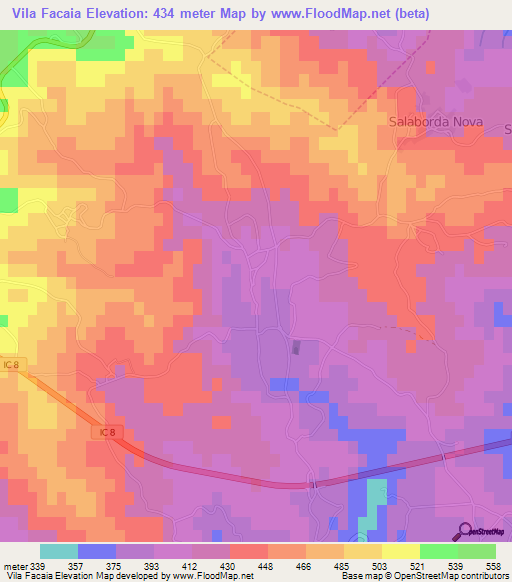 Vila Facaia,Portugal Elevation Map