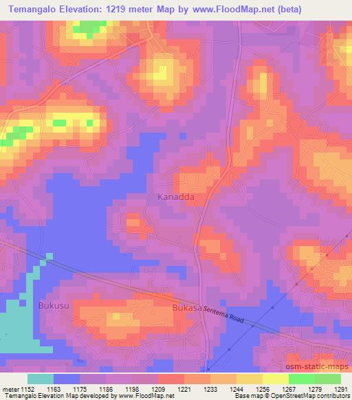 Temangalo,Uganda Elevation Map
