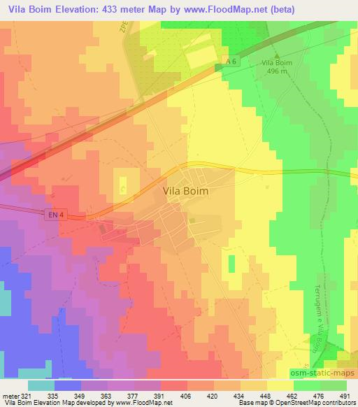 Vila Boim,Portugal Elevation Map