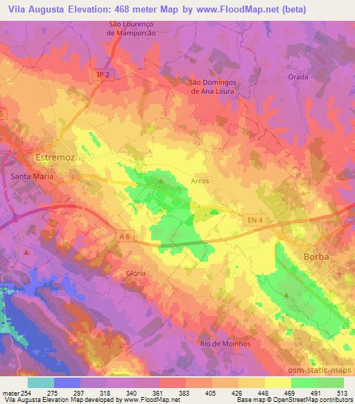 Vila Augusta,Portugal Elevation Map