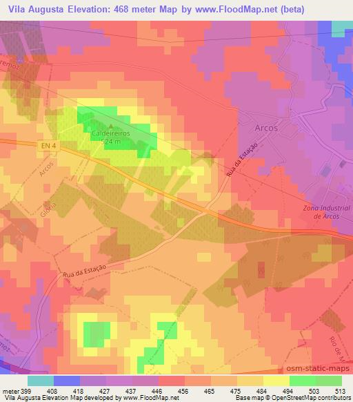 Vila Augusta,Portugal Elevation Map
